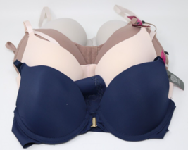 Vince Camuto 4-Pack Bras 34C Gentle Lift Push up Blue Pink Grey NWT - $49.47
