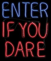 Retro Led Light -ENTER If You DARE- Halloween Haunted House Sign Prop Decoration - £59.68 GBP