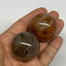 123g, 1.4&quot;(35mm)-1.4&quot;(36mm), 2pcs, Sardonyx Sphere Ball Crystal @Brazil, B23042 - £15.66 GBP