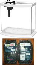 NEW Complete Aquarium Setup w/ Aqueon LED MiniBow Kit white 2.5 gal 10 lb gravel - £68.97 GBP