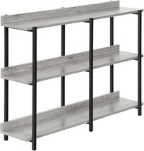 Multi 3-Tier Console Table, 48&quot; L, Grey Reclaimed Wood-Look/Black Metal,... - £149.39 GBP