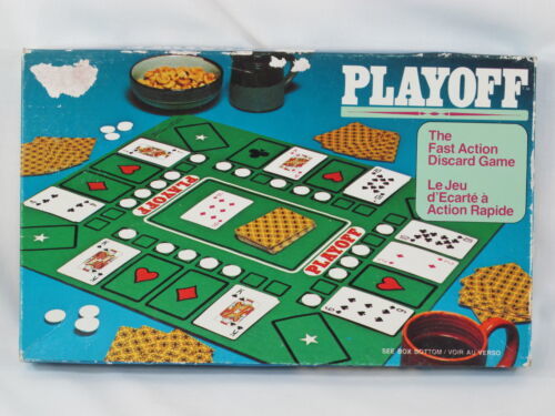 Playoff Discard 1975 Card Game Milton Bradley Complete New Open Box Bilingual - $13.86