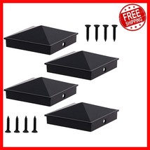 4-Pack Black Aluminum Pyramid Post Caps (3.5&quot; x 3.5&quot;) - Weather-Resistan... - $665.36 MXN