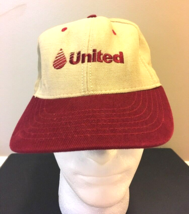 Vintage United Hat Cap Brown Dark Red Striped Teardrop Logo 1990s Promo USA Made - £3.87 GBP