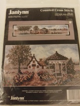 Janlynn 80-151 Cottage And Gazebo Counted Cross Stitch Kit 1993 22" X 4 1/2" New - £23.59 GBP