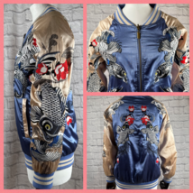 Standard Issue NYC Satin Sukajan Jacket Koi Fish Reversible Women&#39;s XS E... - $850.18 MXN