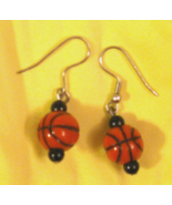 BASKETBALL Dangle Pierced EARRINGS on French Wires Great for March Madness - $19.75