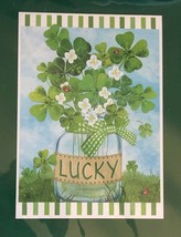 Lucky St. Patrick&#39;s Day Shamrocks Irish Garden House Flag 28x40&quot; Green Flowers - £23.77 GBP