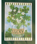 Lucky St. Patrick&#39;s Day Shamrocks Irish Garden House Flag 28x40&quot; Green F... - £23.33 GBP