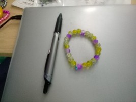 Handmade Yellow And Purple Beaded Bracelet - $4.75