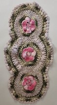 Doily Handmade Crocheted Floral Decorative Cottage Style Green Beige Pink - £9.83 GBP
