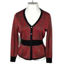 Ruby Rd. Button Up Blouse Shirt ~ Sz PL ~ Red, Silver, Black ~ Long Sleeve - £13.44 GBP