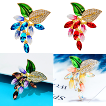 Rhinestone Flower Brooches Beautiful Enamel Grapes Pin (4 Colors to Choose From) - £11.12 GBP