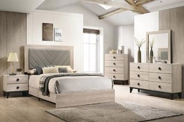 Bampton Modern 5-Piece Cream Bedroom Set with Chevron Headboard - $23,333.78 MXN