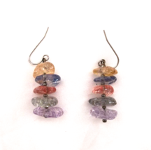 Natural Stone Earrings for Pierced Ears Multicolor Silver Tone Hook Closure - £8.33 GBP