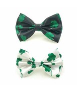 PAIR OF SHAMROCK CLOVER ST PATRICKS DAY BOW TIE BOWTIE ADJUSTABLE ONE SI... - $15.84