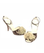 Helmut Lang Vintage Archival Bronze Metallic Fabric Puff Leather Heels 37 7 - $189.00