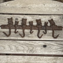 Cast Iron Key Holder Towel Rack Coat Hooks Cats Kitten Farmhouse Animal ... - $442.01 MXN
