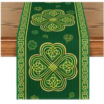 Charming Green Stripes Shamrock Table Runner - Perfect for Spring Celebr... - $24.70