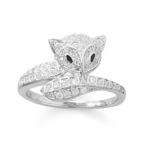 14K White Gold Finish Cute Animal Fox 1.50Ct Created Diamonds Swirl Fashion Ring - £81.37 GBP