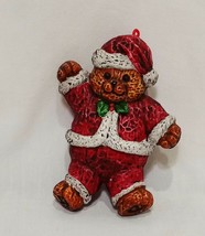 Santa Teddy Bear Ornament 1989 Christmas 3 1/2&quot; Animal Plastic  - £14.02 GBP