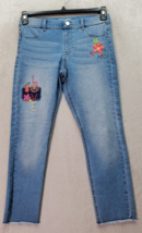 Wonder Nation Jeggings Jeans Girls Large Blue Denim Cotton Embroidered M... - $15.75
