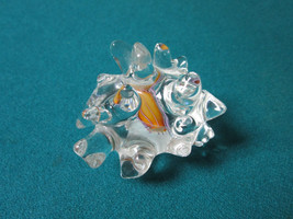 Sjr Marked Hand Blown Crystal Sea Coral Clear Paperweight 2 1/2&quot; - £51.42 GBP