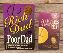 Rich Dad Poor Dad Paper Back Book &amp; Sealed Vhs Tape 60 Minutes To Getting Rich - £14.44 GBP