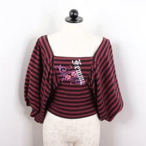 Mecca Femme Women&#39;s S Striped Balloon Sleeve Square Neck Streetwear Blouse Top - £7.92 GBP