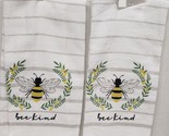 Set Of 2 Same Kitchen Printed Towels (14&quot;x24&quot;) BEE IN FLOWERS WREATH,BEE... - £9.53 GBP