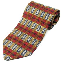 Morgano Uomo Men&#39;s Printed Silk Tie Abstract Pattern Made in Italy Camel &amp; Rust - £7.98 GBP