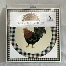 Vintage Rooster Morn Stove Burner Cover Set 2000 Gingham Farmhouse Kitch... - $480.01 MXN