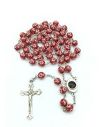 Catholic Red Rosary Beads Decorated Crucifixion  Holy Soil from Jerusale... - $17.29 CAD
