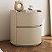 Round Leather Bedside Table, Modern Slate Top Side Table with 2 Drawers for Bedr Item image 2