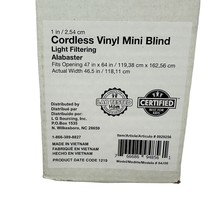 Cordless Vinyl Mini Blind Light Filtering Alabaster Fits Opening 47&quot;X64&quot; - £21.90 GBP