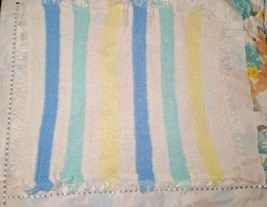 Cozy Baby Single Crochet Stitch Blanket Afghan 40x48 - Blue,White,Yellow,Green - £8.51 GBP