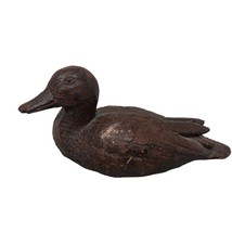 VTG Wooden Dark Brown Carved Duck Decoy - £194.17 GBP