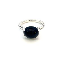 David Yurman Authentic Estate Oval Onyx Cable Ring 6.75 Silver DY312 - $356.40