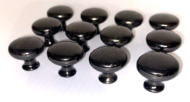 Round Black Nickel Knob Cabinet Pull Hardware Mushroom 1&quot; Diameter LOT OF 12 - $18.25