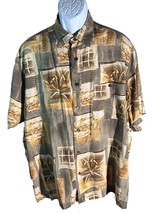 JOHN HENRY Men&#39;s Short Sleeve Button Down Rayon Floral Shirt Large - $14.50