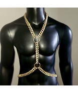 Rave Man Gold Rhinestone Body Chain, Burning Man Festival Men Body Chain... - $75.00