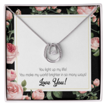 To My Girlfriend Light up my Life Lucky Horseshoe Necklace Message Card 14k w C - £41.00 GBP+