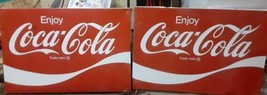 2 Large Vintage Coca Cola  metal sign. Drink Coca-Cola 36x24 slogan Rare Mint - £588.61 GBP