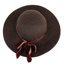 Capelli Straworld Brown Wool Floppy Hat Velvet Bow O/S New - £23.12 GBP