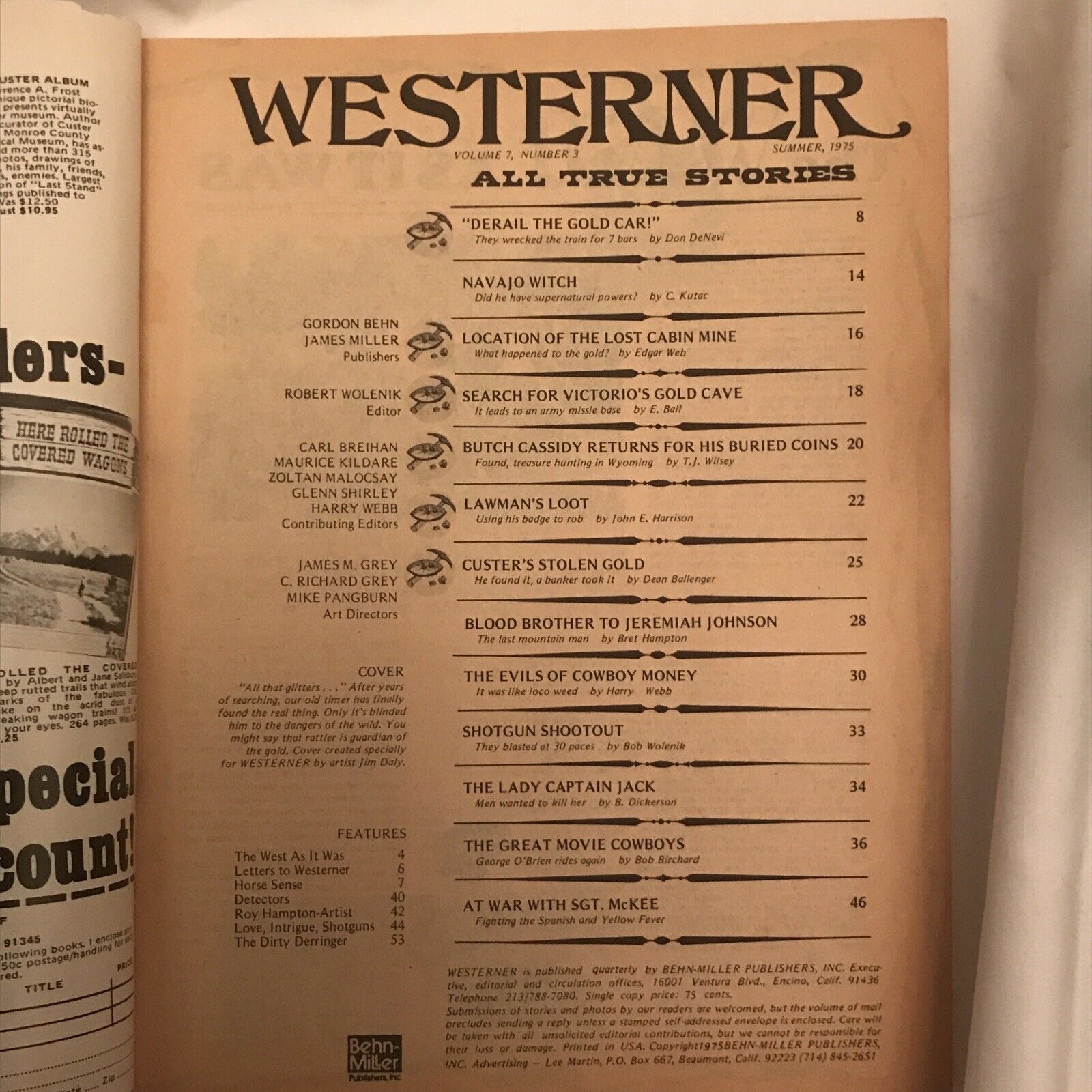 Vintage Magazine WesternerSummer 1975rattlesnake coverButch Cassidy