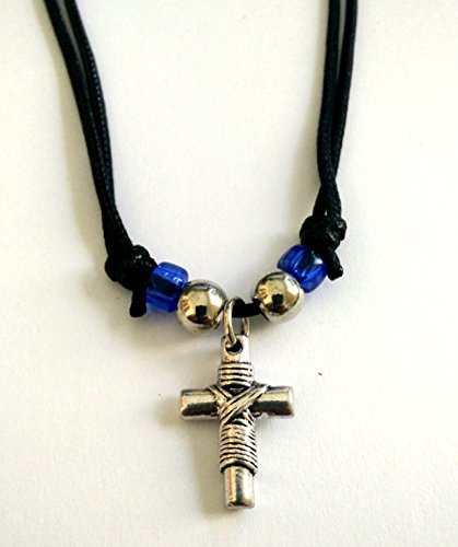 Two-Sided Christian Orthodox Greek Religious Pendant Necklace with Metallic Cros