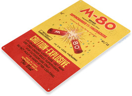 M-80 Firecracker Brand 4th July Fireworks Retro USA Wall Décor Large Metal Sign - £19.74 GBP