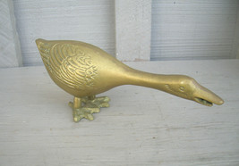Old Vintage Solid Brass Goose Swan Bird Figurine Nick Nack Mantel Shelf ... - $16.82