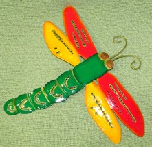 Metal Dragonfly Wall Hanging Painted Bright Colors Indoor Outdoor 10&quot; Long 12&quot; W - £8.58 GBP