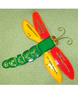 METAL DRAGONFLY WALL HANGING PAINTED BRIGHT COLORS INDOOR OUTDOOR 10&quot; LO... - £8.63 GBP